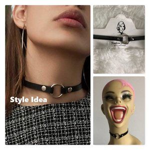 PU Leather O Ring Collar Choker Necklace NEW
